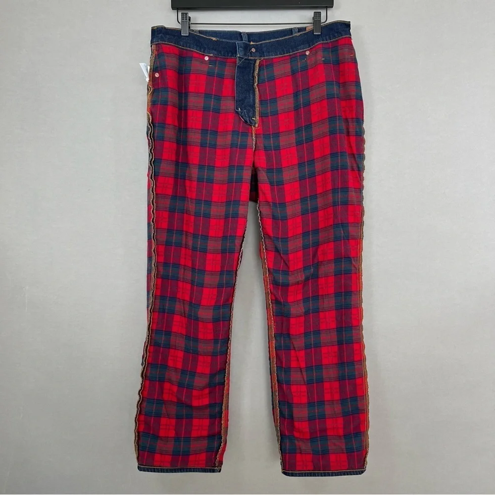 Lands' End Women's Blue Flannel Lined Straight Leg Jeans